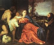  Titian Holy Family and Donor oil painting picture wholesale